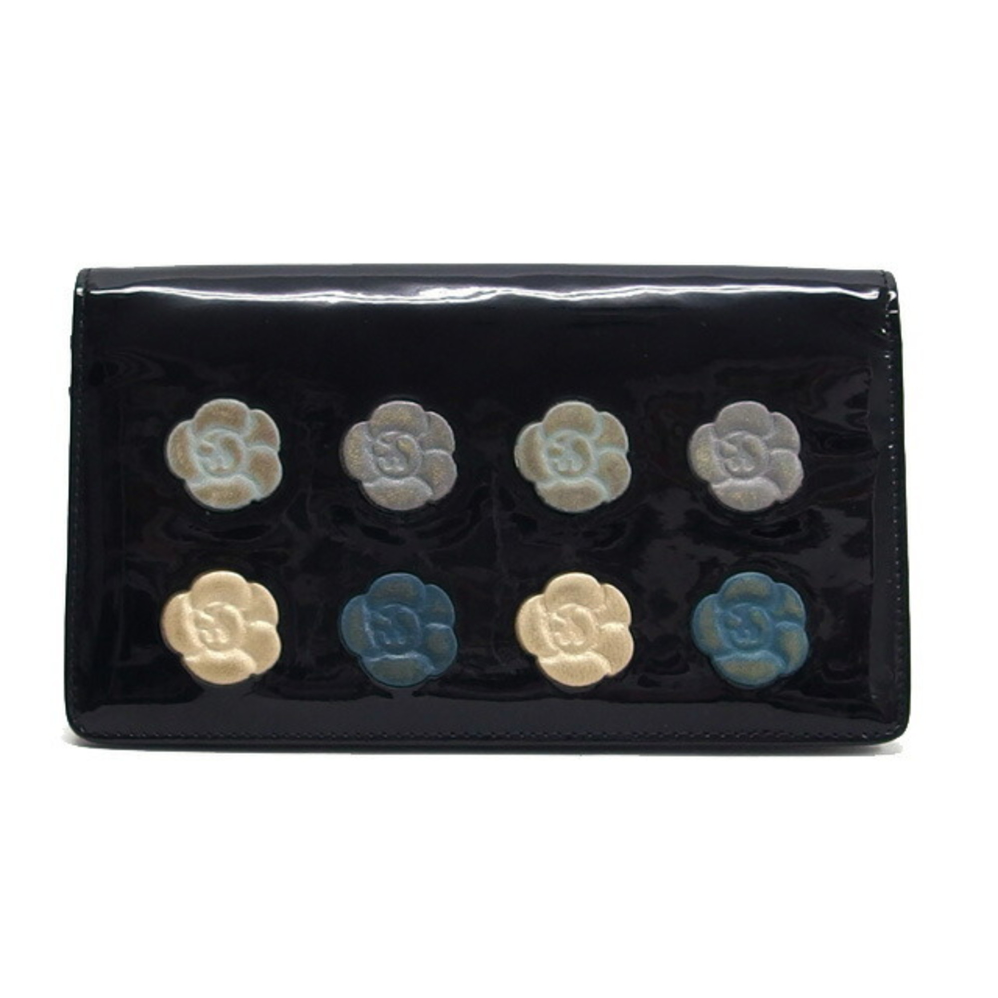 Chanel Camellia Makeup Palette Bi-Fold Long Wallet Blue